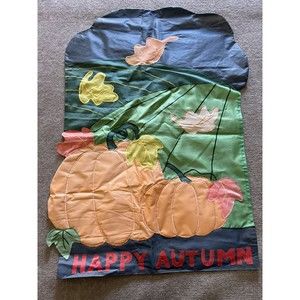 Outdoor/Garden Flag Happy Autumn‎ Pumpkin Embroidery Double Sided 36x25”